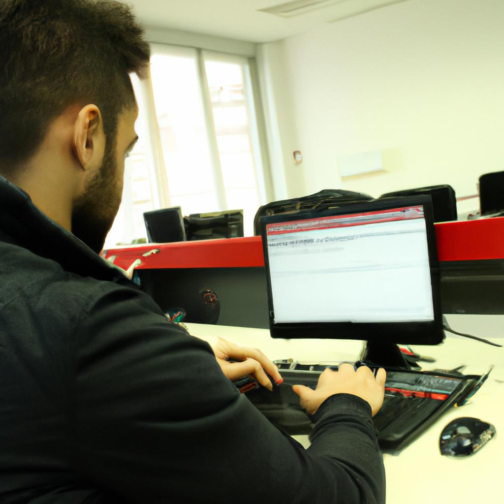 Person working with computer data