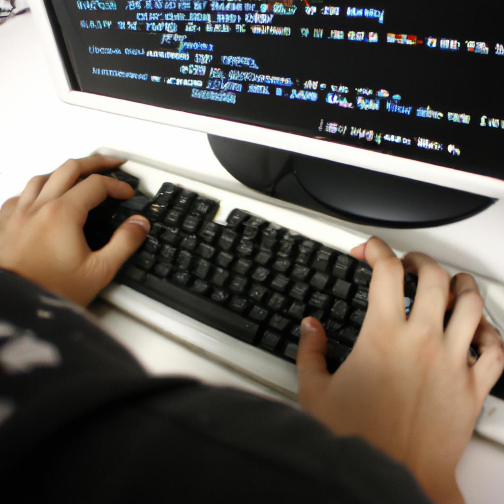 Person debugging computer software code